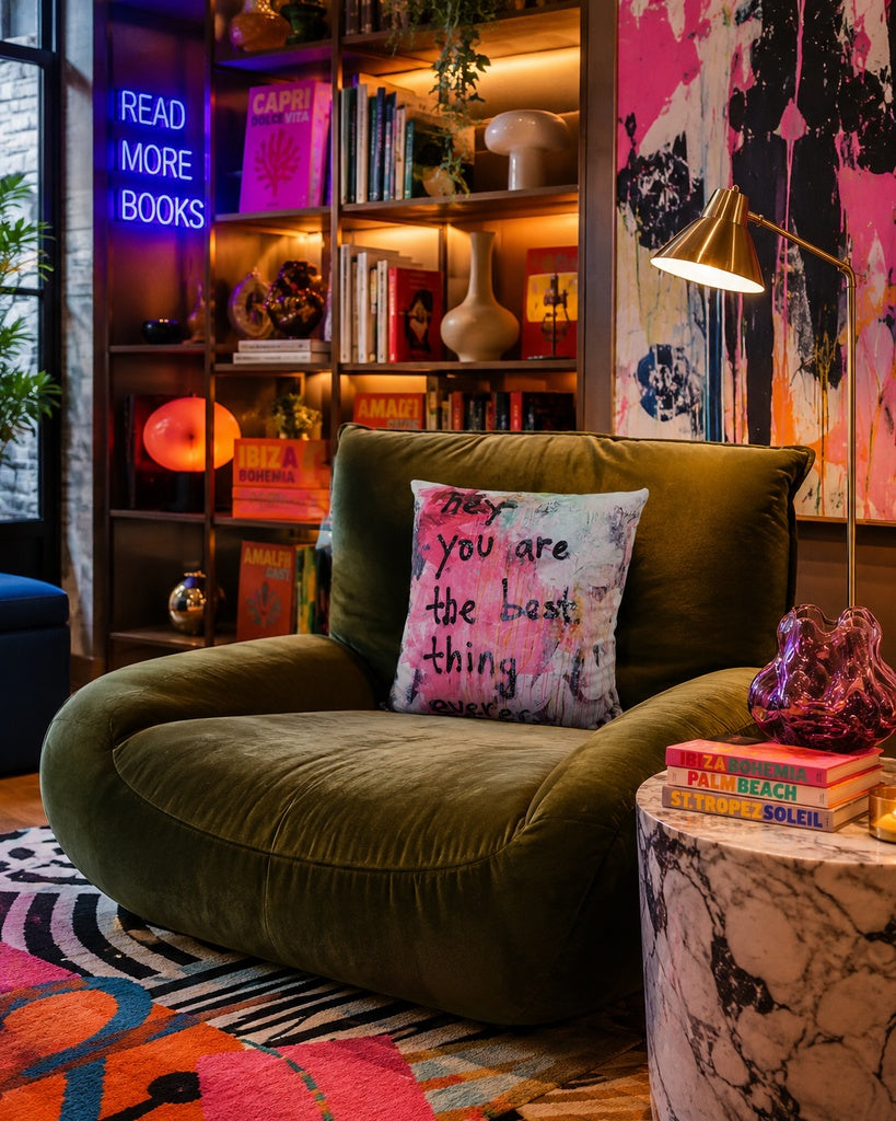 Script Velvet Cushion - Best Thing Ever