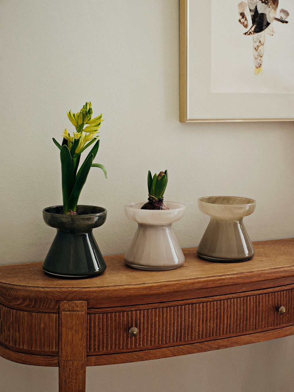 BROSTE Vase Solai Squat Taupe Warm Grey styled