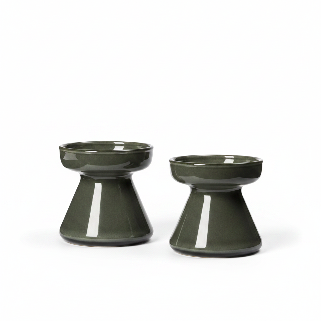 BROSTE Vase Solai Squat – Dark Green Set/2