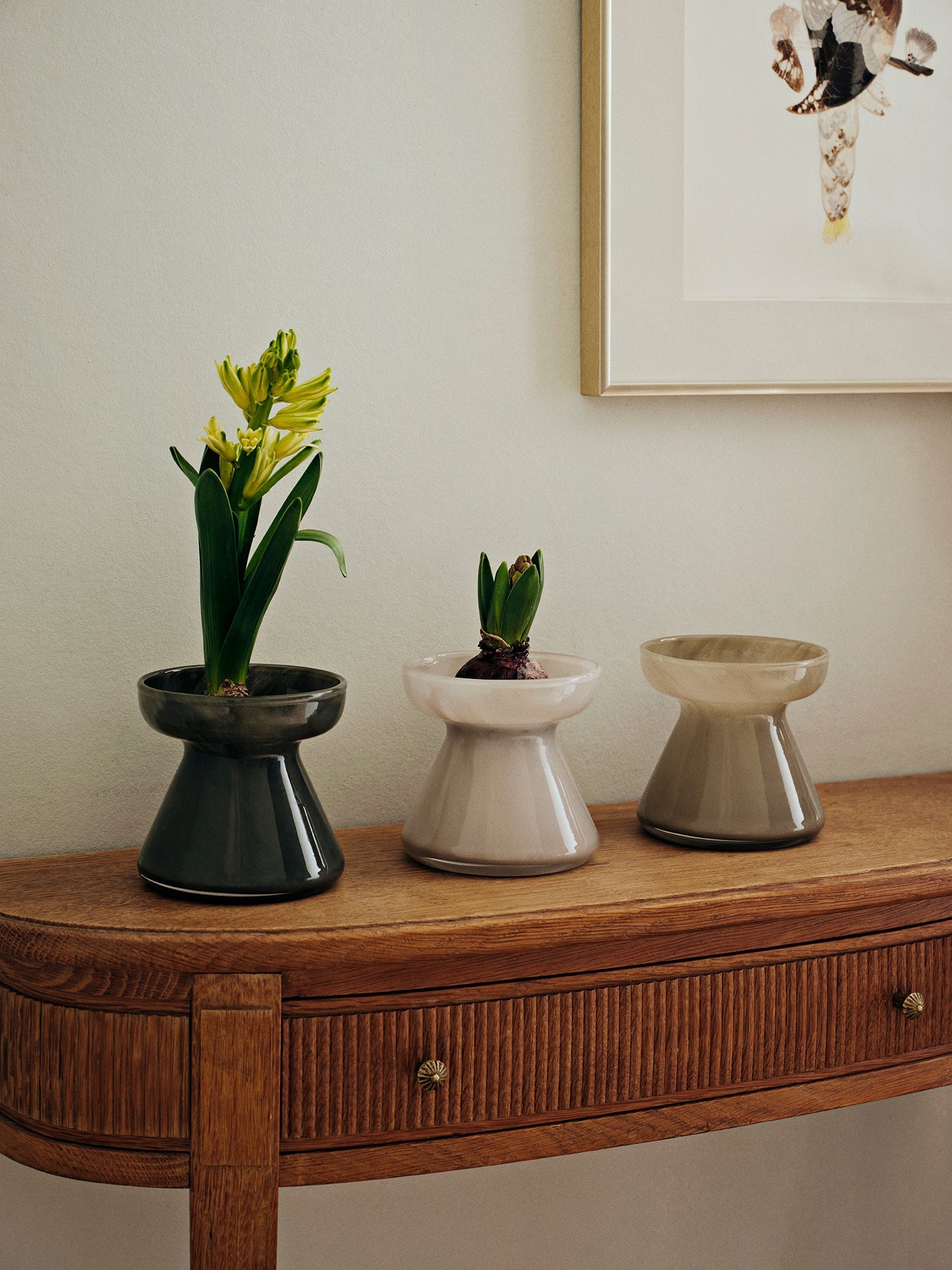 BROSTE Vase Solai Squat Dark Green styled