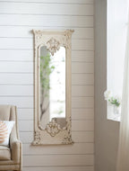 Antique Vintage Wall Mirror - Distressed White