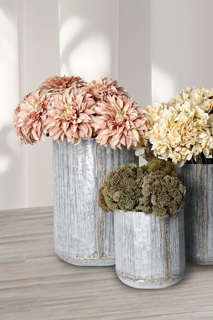 Archer Rustic Galvanised Tall Planters - Set of 3