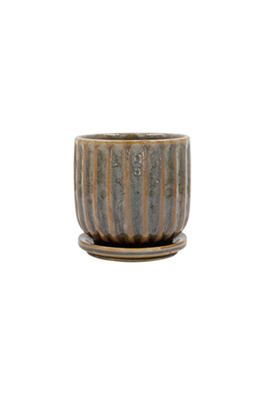 Leonie Brackish Glaze Planter w/Saucer