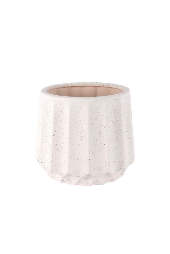 Fluted Speckle Ceramic Planter Medium