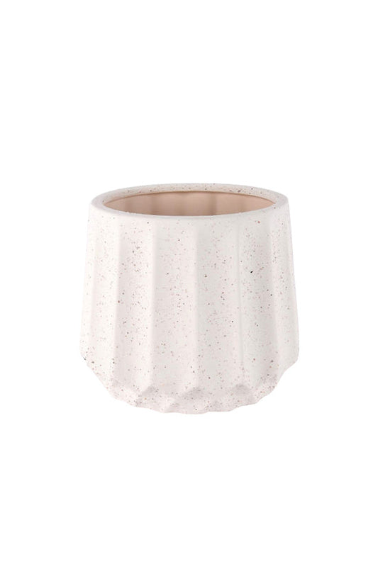 Fluted Speckle Ceramic Planter Medium