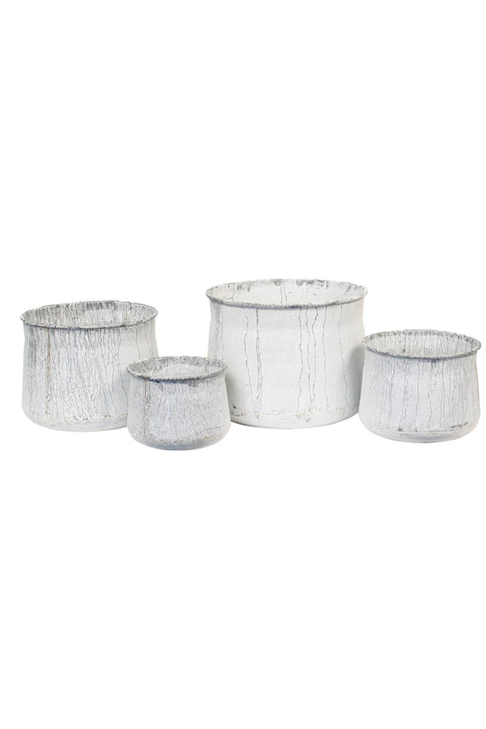 Avery Rustic Galvanised Tall Planters - Set of 4