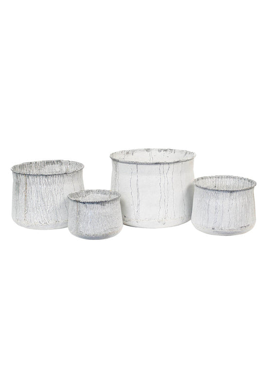Avery Rustic Galvanised Tall Planters - Set of 4