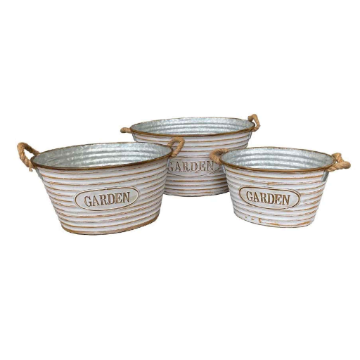Set/3 Garden Buckets with Rope Handles