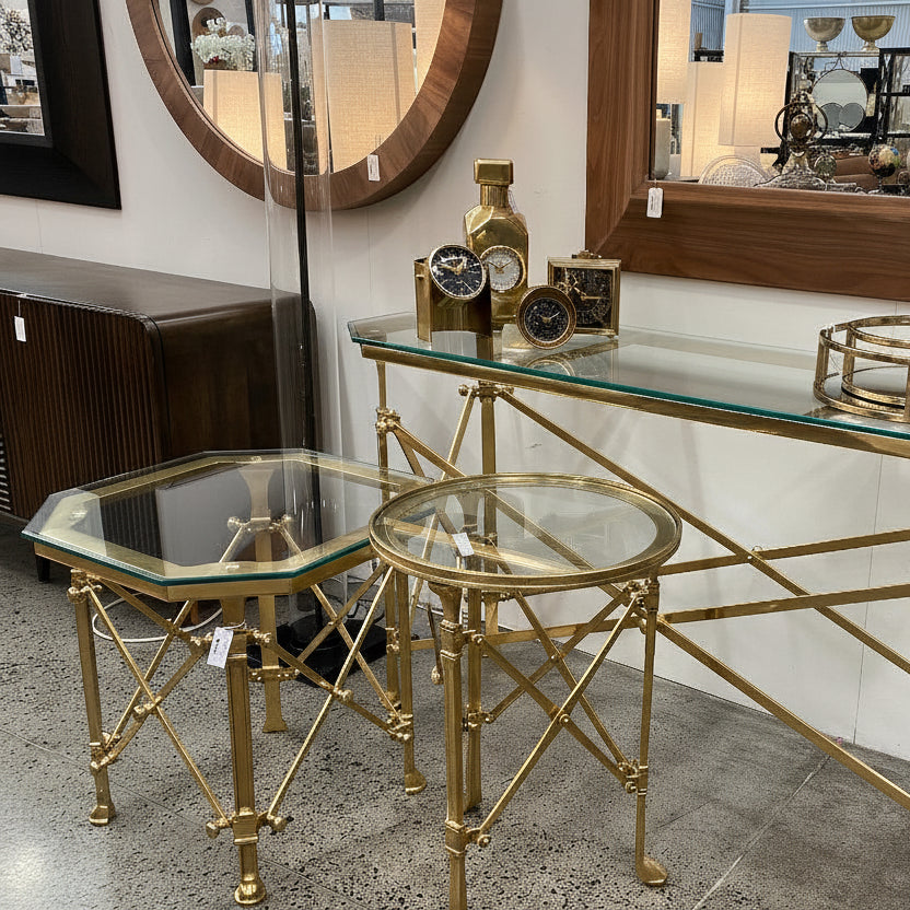 Campaign Console Table - Antique Brass