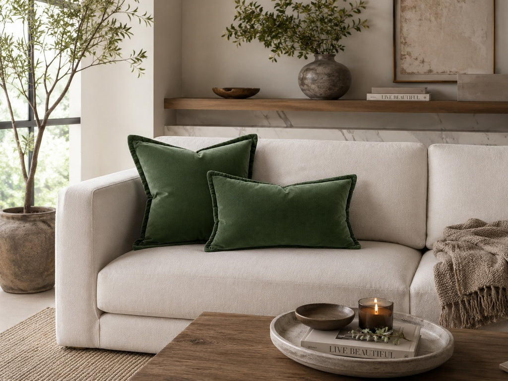 Snugg & Co Cotton Velvet Cushion - Green