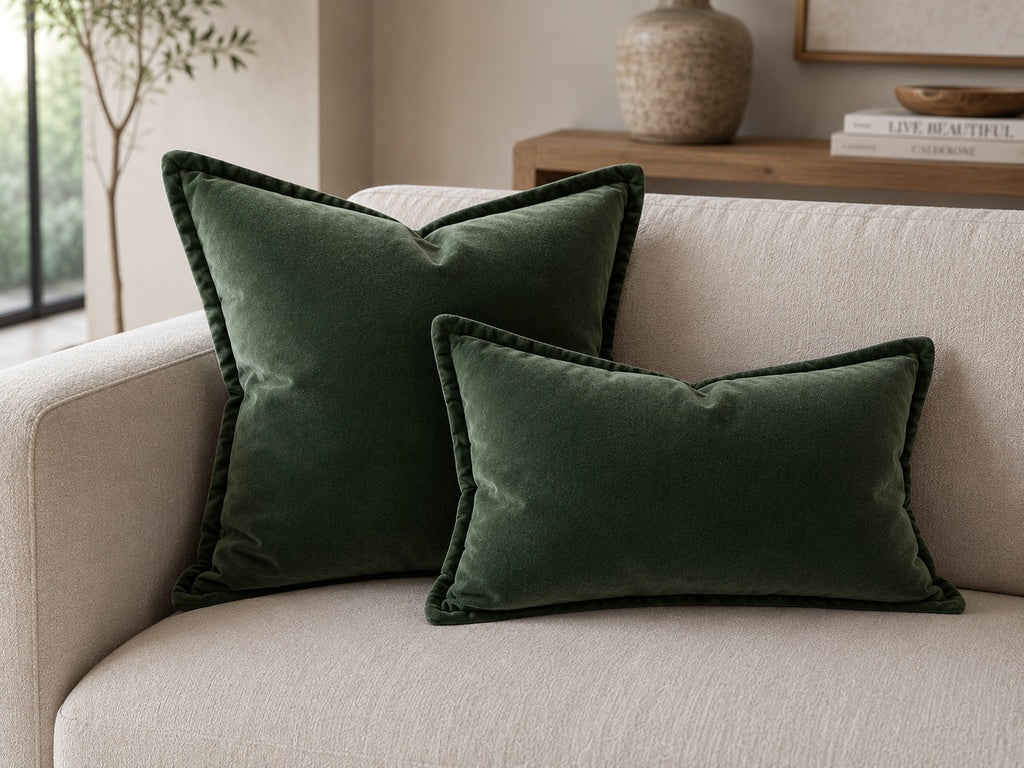 Snugg & Co Cotton Velvet Cushion - Green