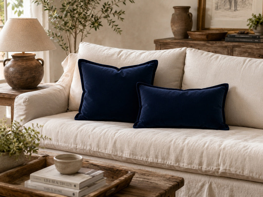 Snugg & Co Cotton Velvet Cushion - Royal Blue