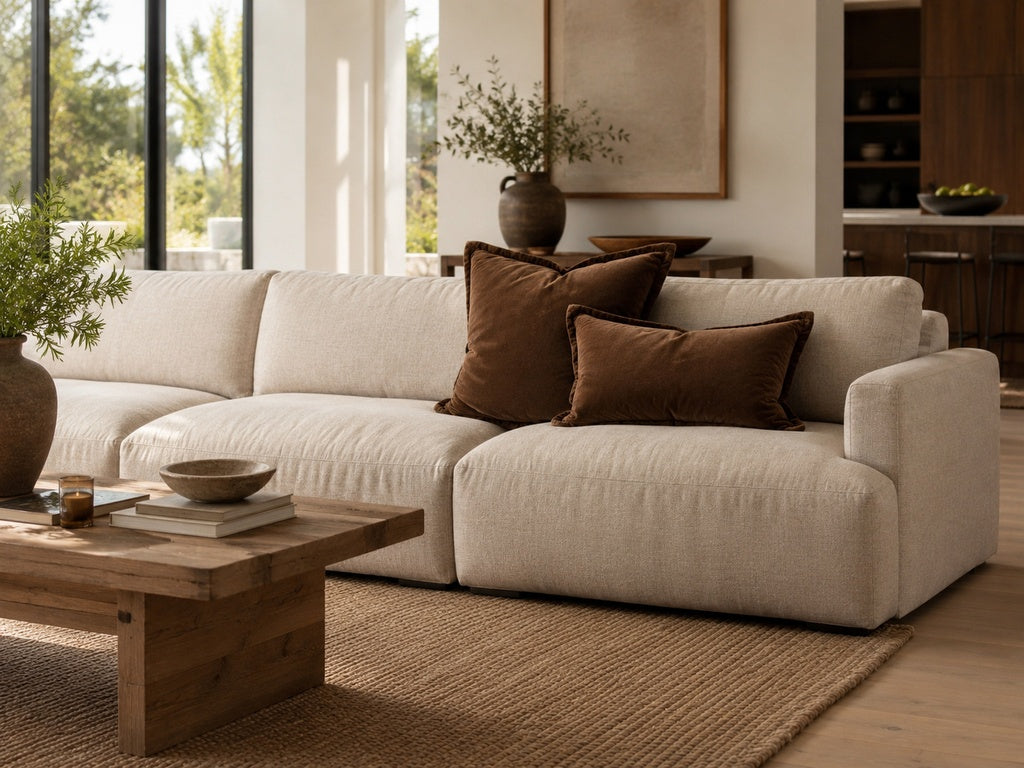 Snugg & Co Cotton Velvet Cushion - Camel Brown