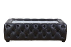 Leather Coffee Table with Glass Top