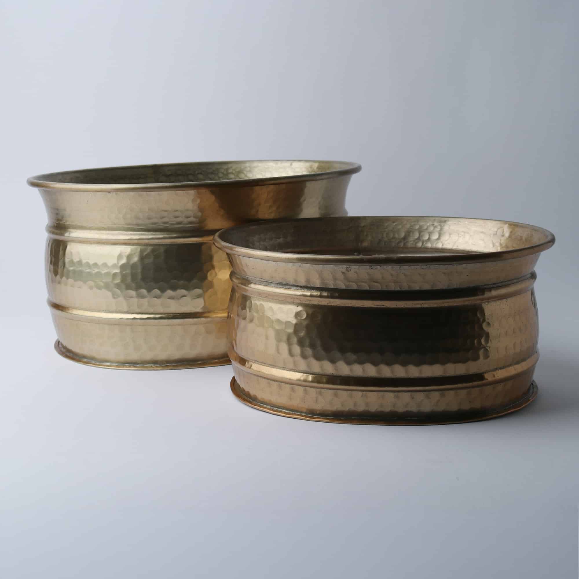 Aluminium Oval Planter Large and Small Champagne