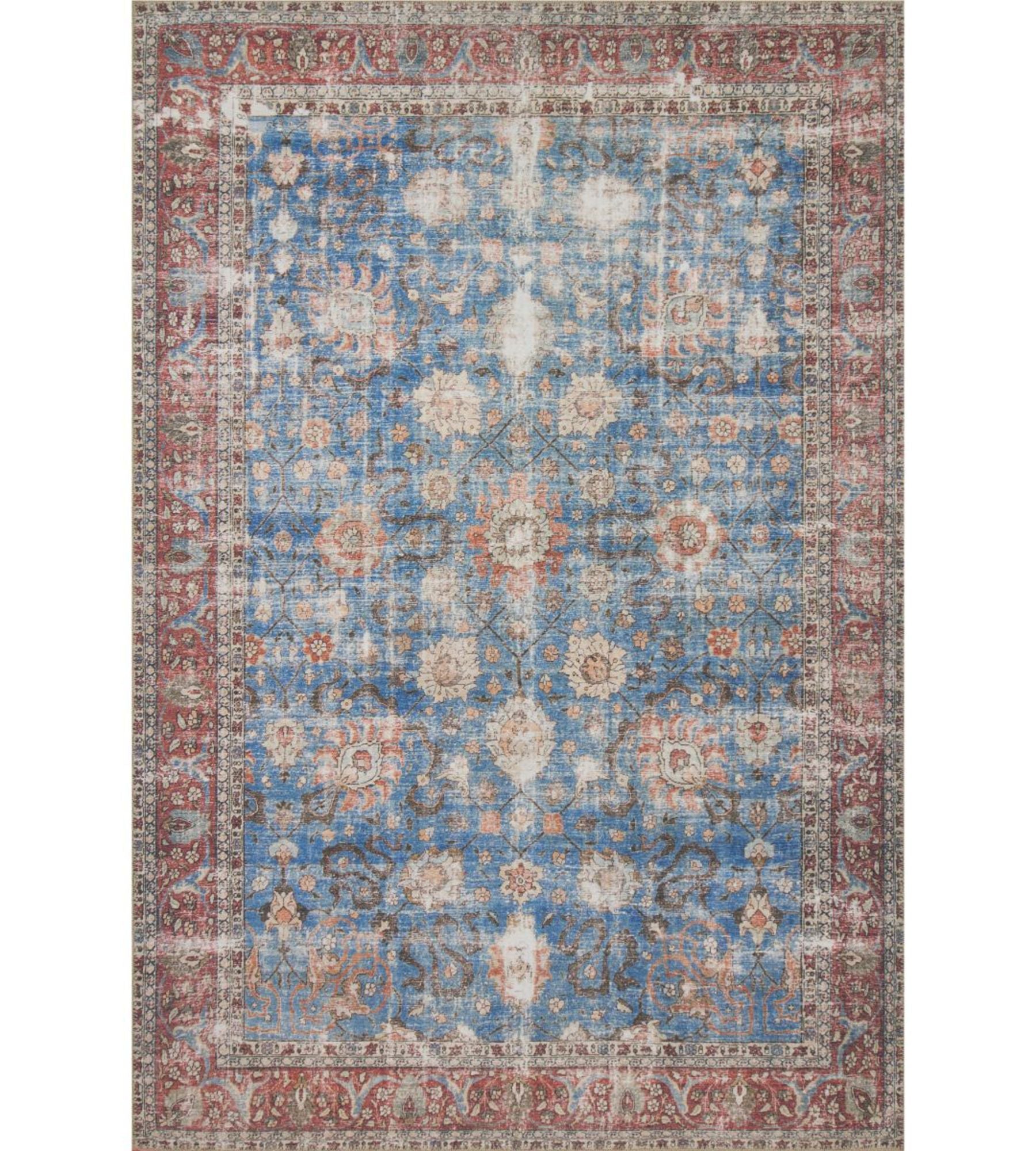 Loren Rug Loren Rug - Blue/Brick – ayra-rose