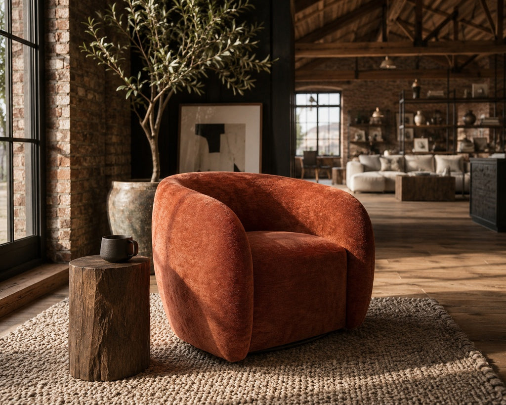 Mila Swivel Chair - Rust
