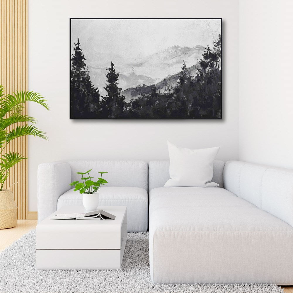 Misty Mountain Wall Art in living room