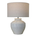 White Terracotta Lamp with Linen Shade