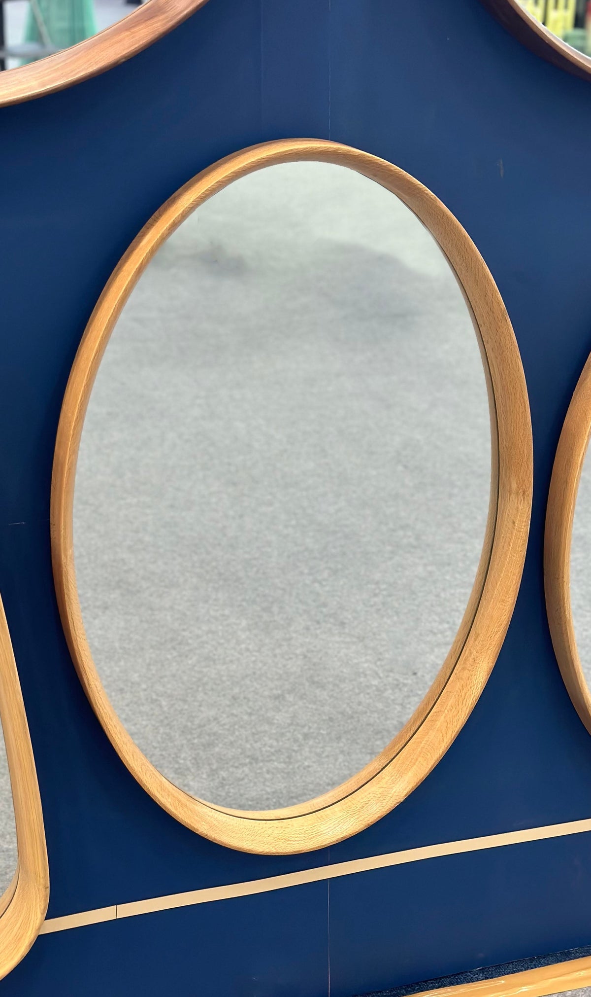 Natural Oak Round Framed Mirror
