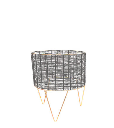 Malaki Large Woven Planter Black/Gold