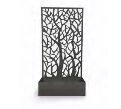 Ornate Tree Trellis Screen with Planter - Black