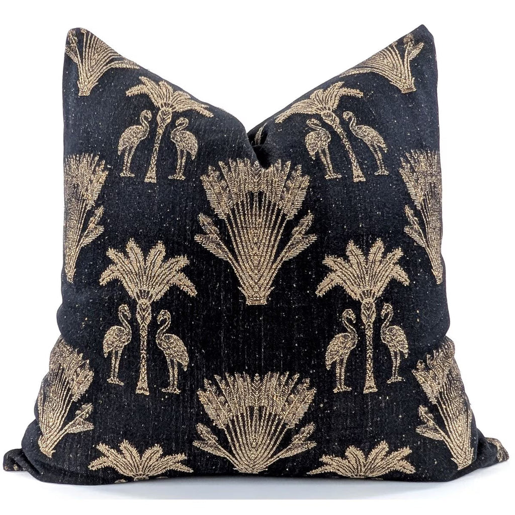 Snugg & Co Palm Flamingo Cushion Cover - Black & Gold