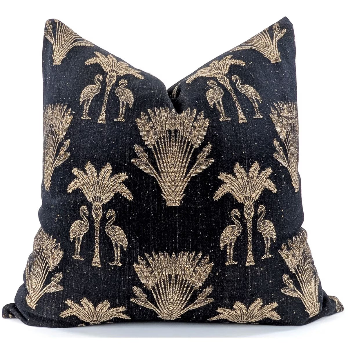 Snugg & Co Palm Flamingo Cushion Cover - Black & Gold