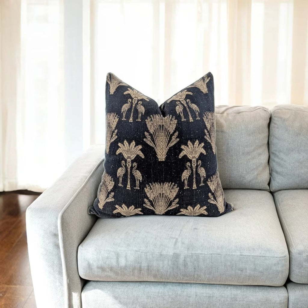 Snugg & Co Palm Flamingo Cushion Cover - Black & Gold