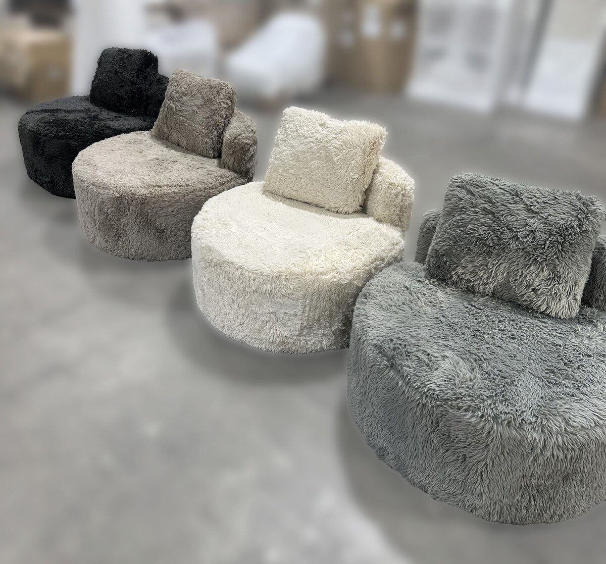 Lunaya Faux Sheepskin Accent Chair - Graphite