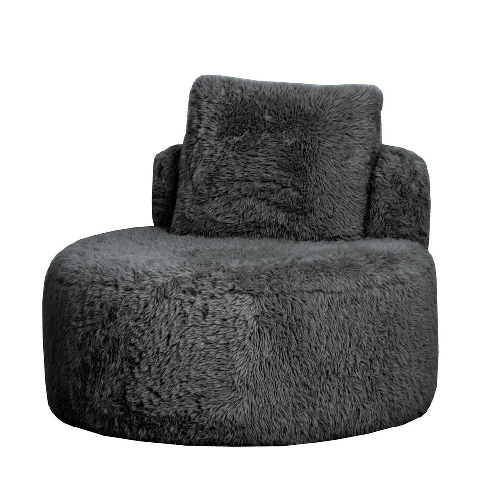 Lunaya Faux Sheepskin Accent Chair - Graphite