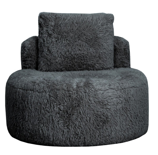 Lunaya Faux Sheepskin Accent Chair - Graphite