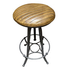 Industrial leather barstool