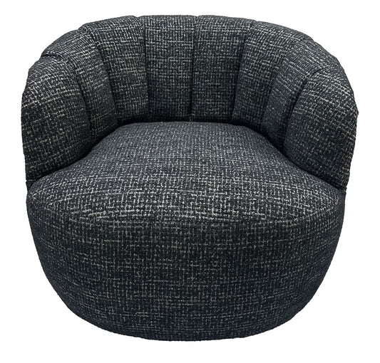 Cobble Swivel Accent Chair - Black & Silver