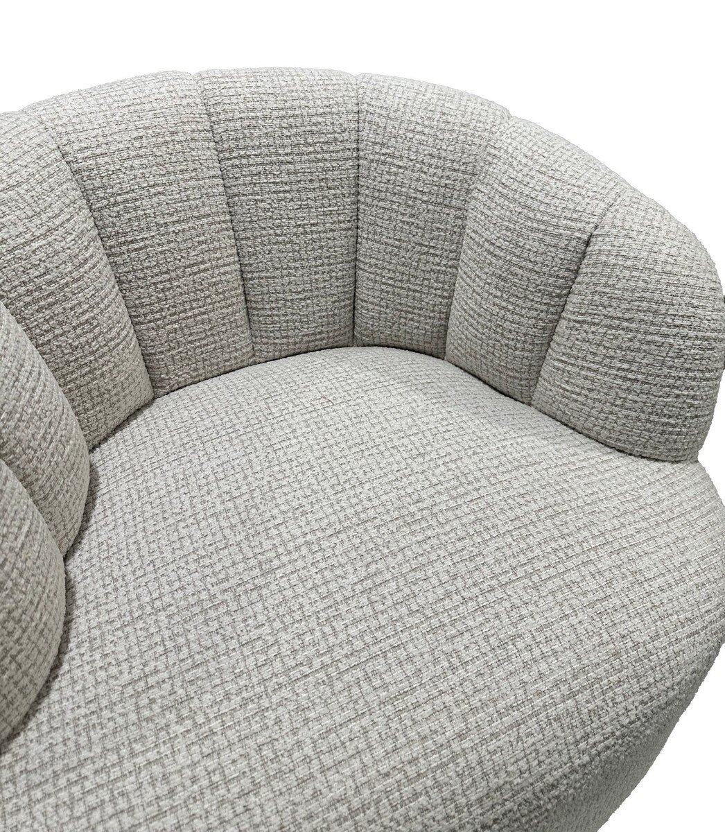 Cobble Swivel Accent Chair - White & Taupe