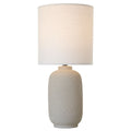 Beige Ceramic Lamp W/ Natural Linen Shade