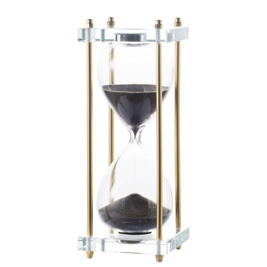 Hourglass Gold Stand and Black Sand