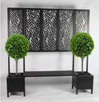 Ornate Metal Bench with Planters and Trellis - Black