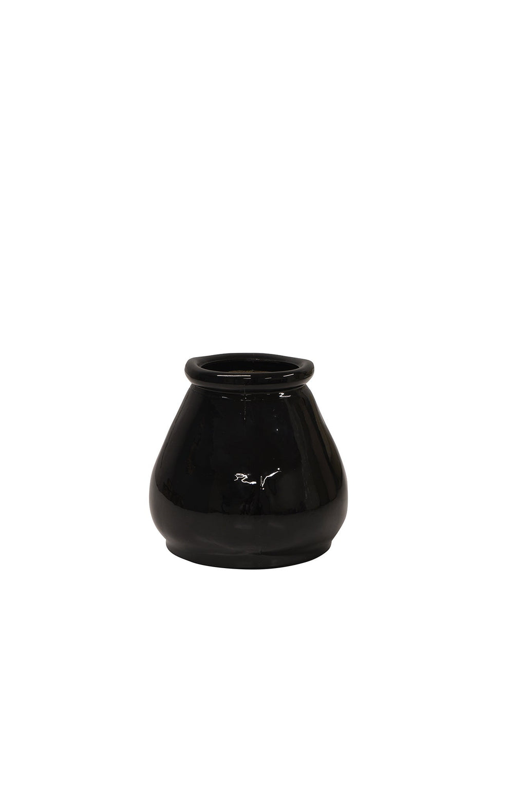 Hurricane Small Black glass vase candle holder