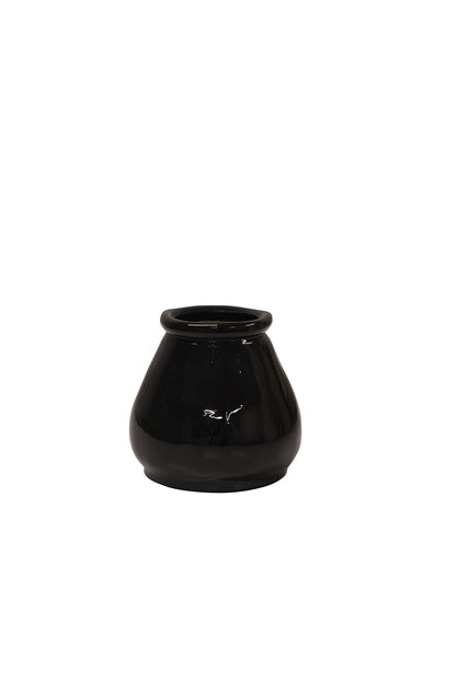 Hurricane Small Black glass vase candle holder