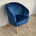 Claude Velvet Casual Armchair - Navy