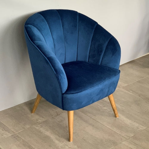 Claude Velvet Casual Armchair - Navy