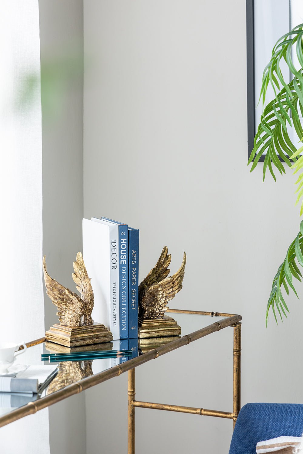 Angel Wing Book Ends - Gold
