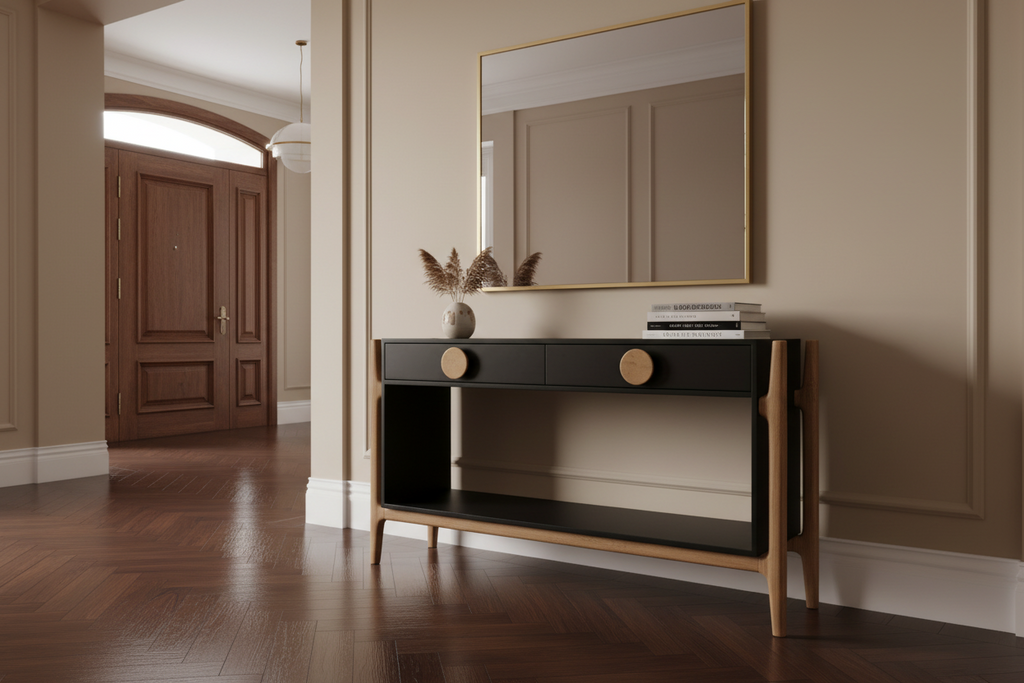 Antler 2-Drawer Console Table – Black & Natural
