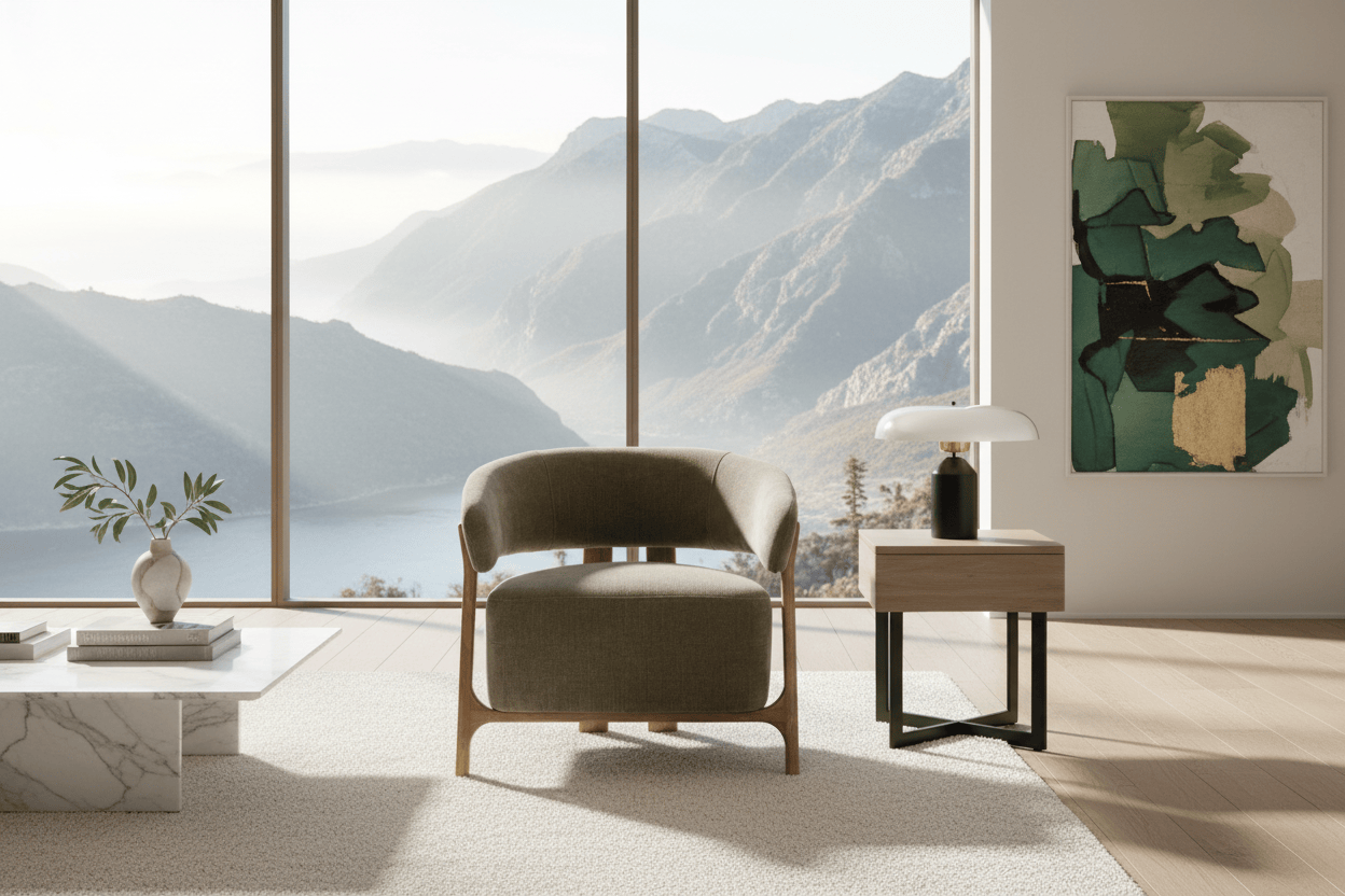 Arcus Lounge Chair - Luxe Olive at online8 furniture store Auckland