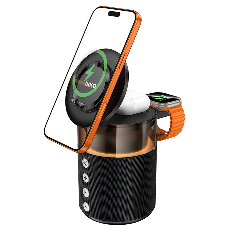15W 4-in-1 Magnetic Wireless Fast Charger, with Wireless Speaker, Ambient Light (DWQ05)