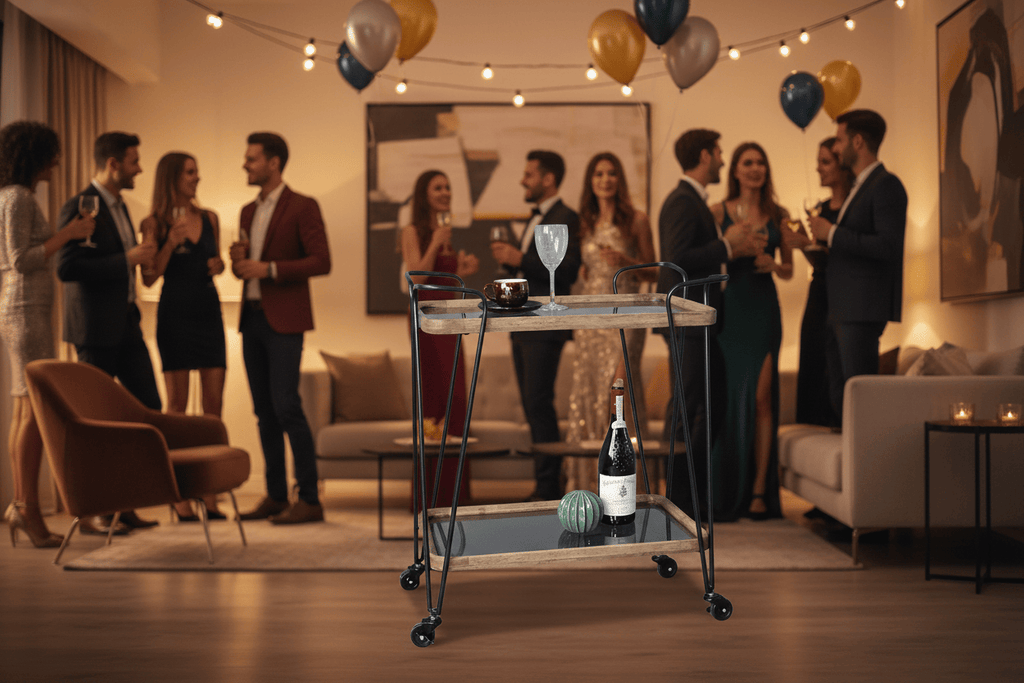 Baxton Bar Cart Trolley with Wheels