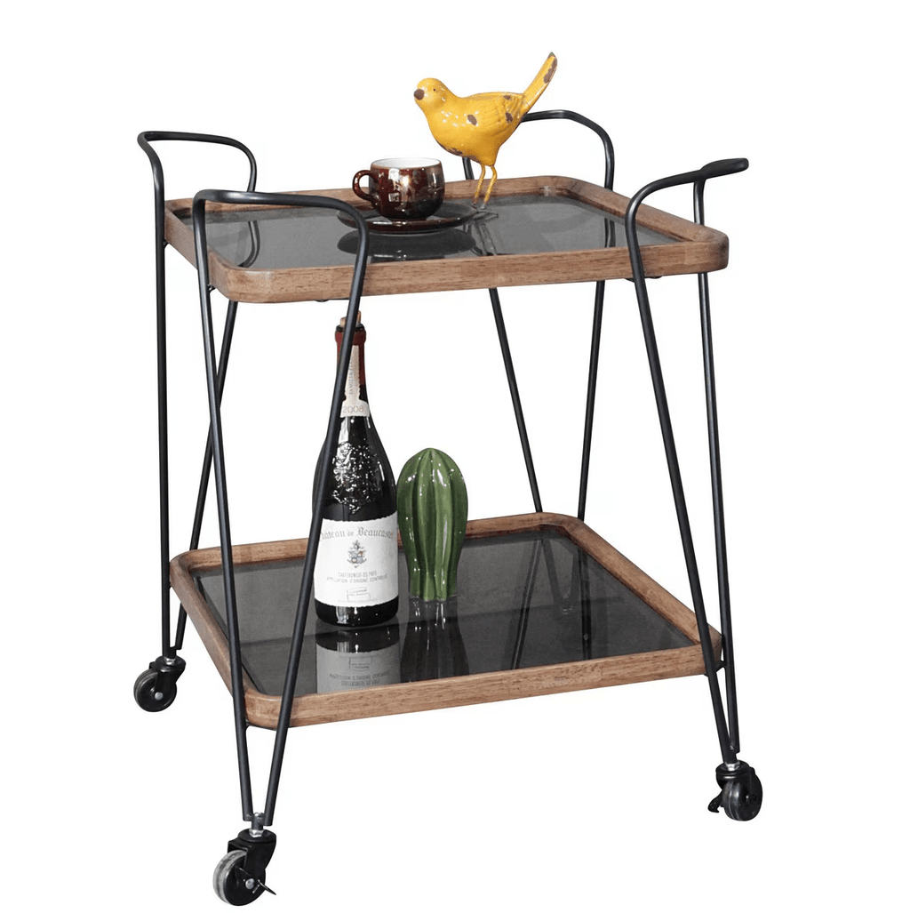 Baxton Square Bar Cart Trolley with Wheels