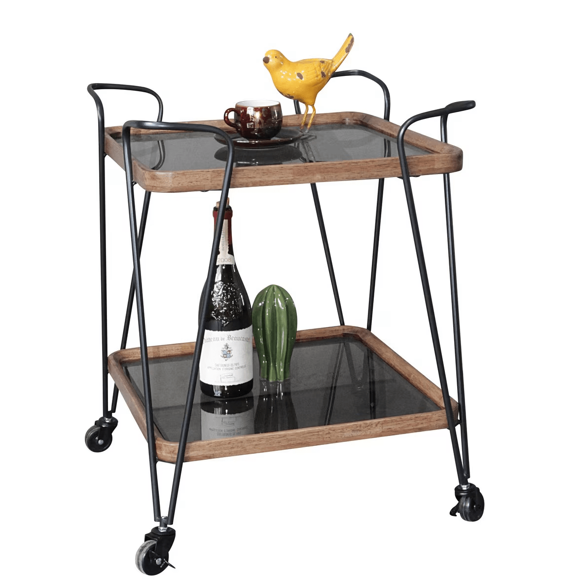 Baxton Square Bar Cart Trolley with Wheels