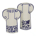 Bernice Ceramic Vase 28cm - White/Blue